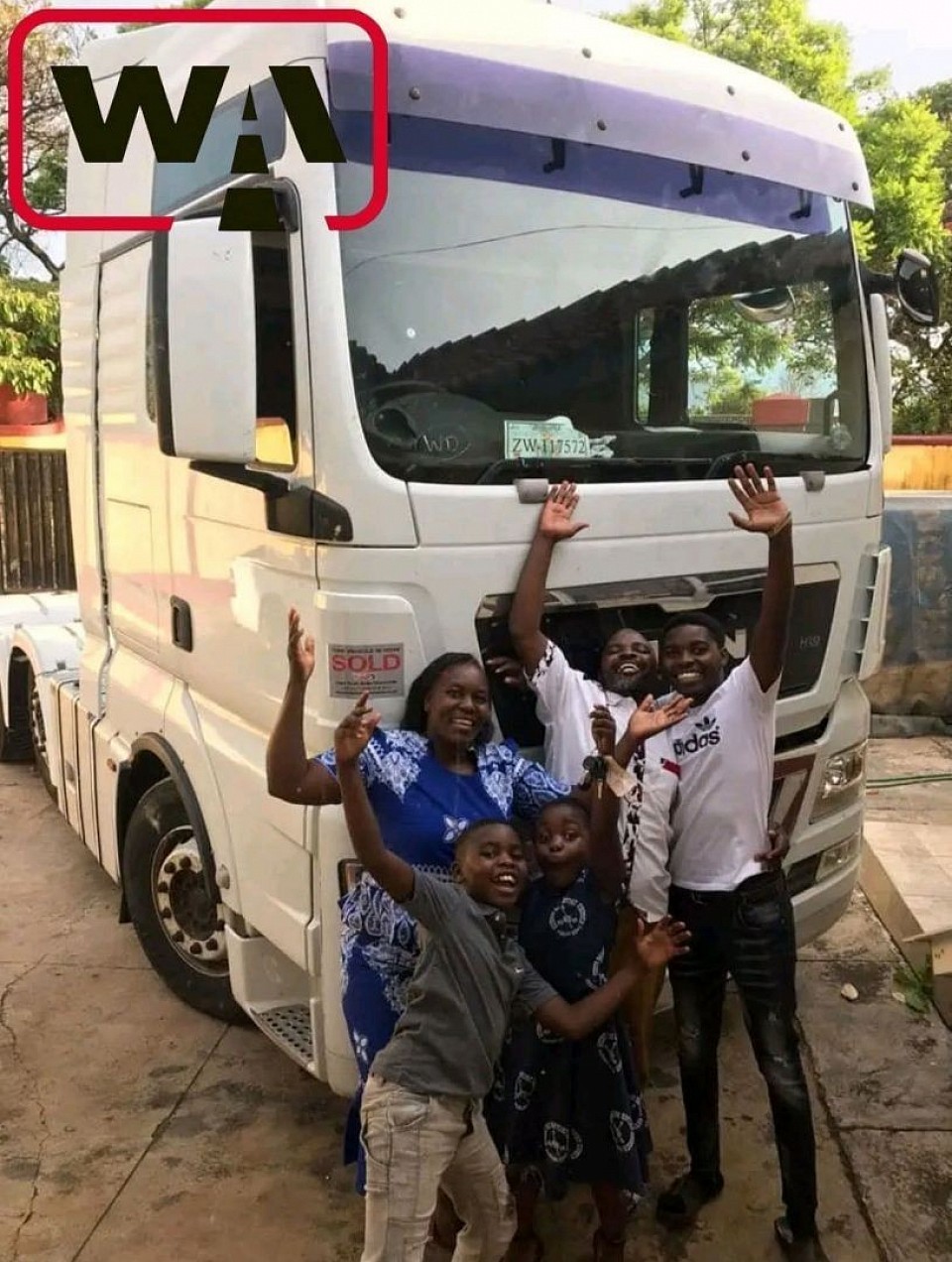 Meet Joseph Ngorima and his family, from Zimbabwe!   Joseph recently purchased this 2010 MAN TGX 26.440 XXL 6x2 Tractor Unit.   We shipped the truck direct to his company Tsengai Engineers in Zimbabwe.  We love getting pictures and great feedback especially when they are all so happy!